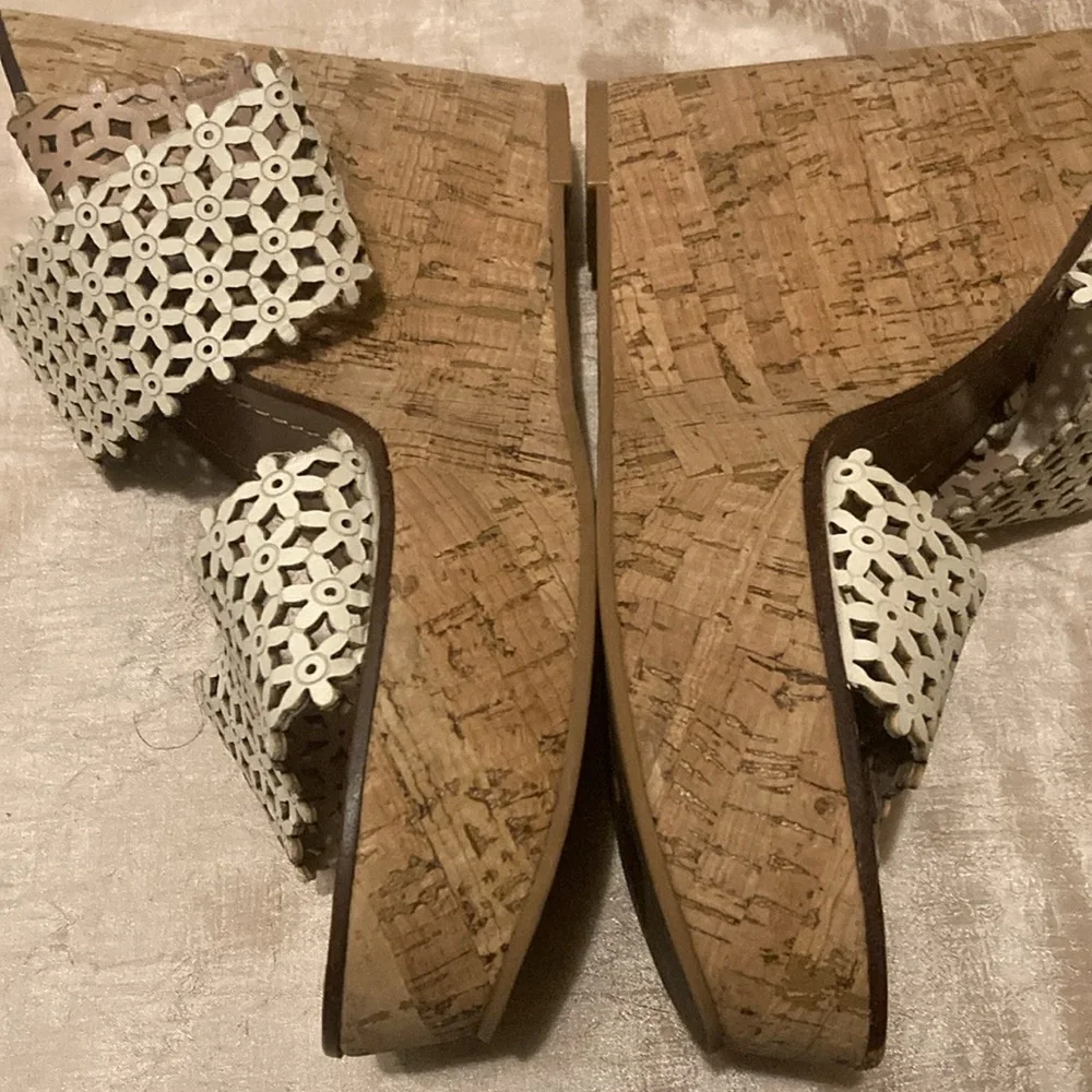 Tory Burch Floral Perforated Leather Wedge Sandal